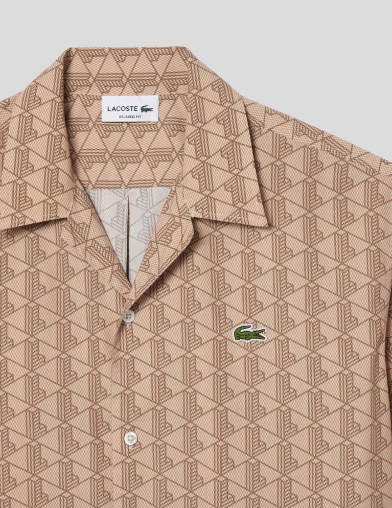 Camisa LACOSTE camisa manga curta estampagem monograma croissant/cookie